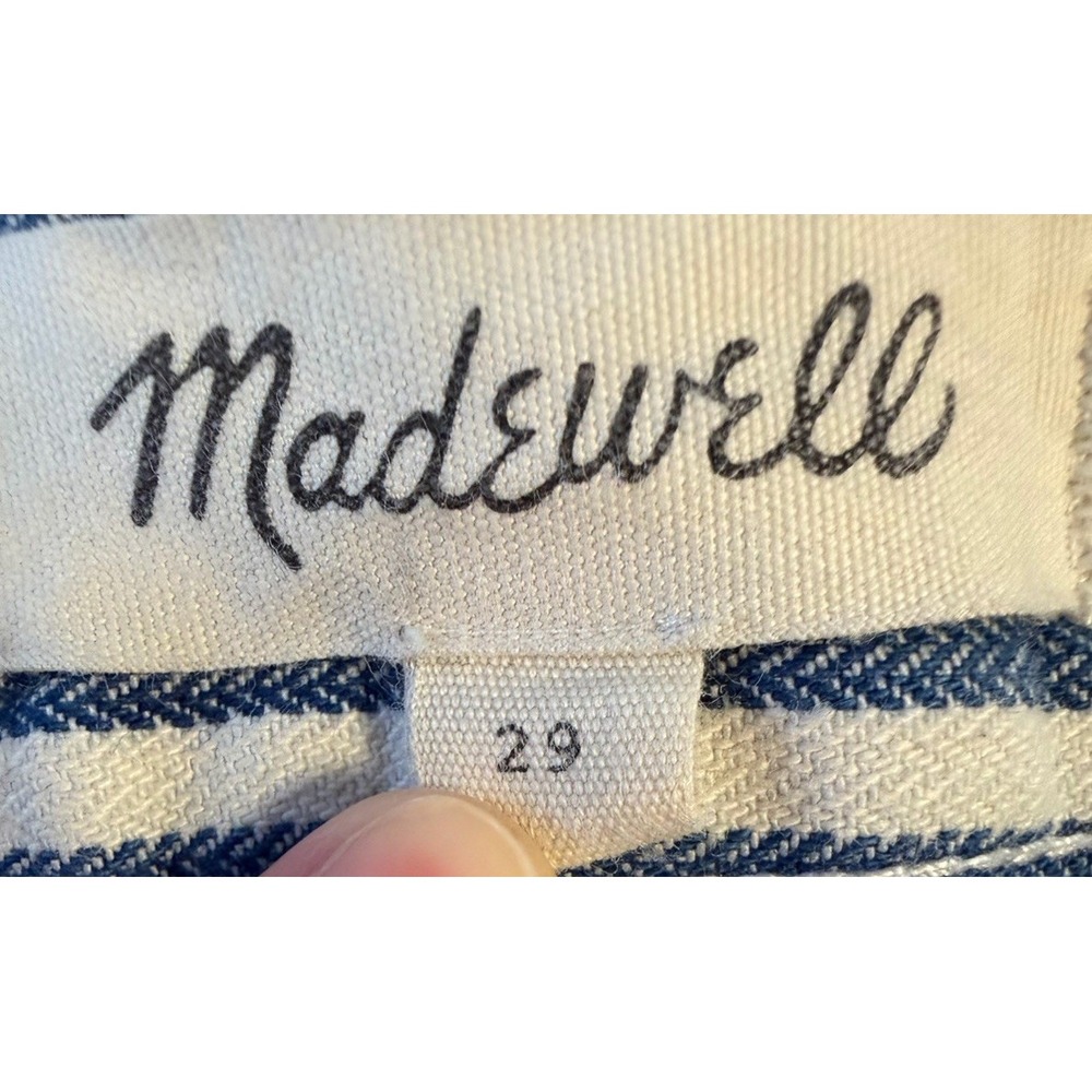 Madewell Sz 29 Emmett Blue White Stripe Cropped Wide Leg Pants High Rise Cotton - Picture 2 of 10